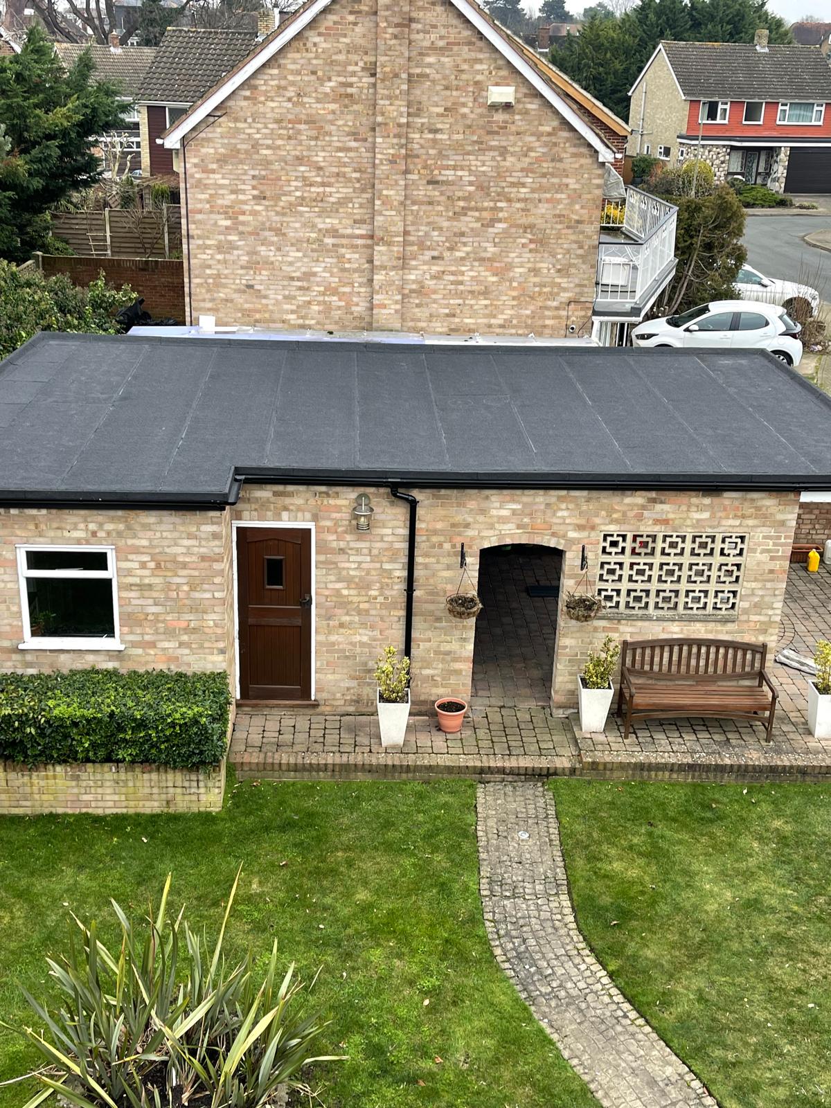 New felt flat roof on a bungalow extension in Kent