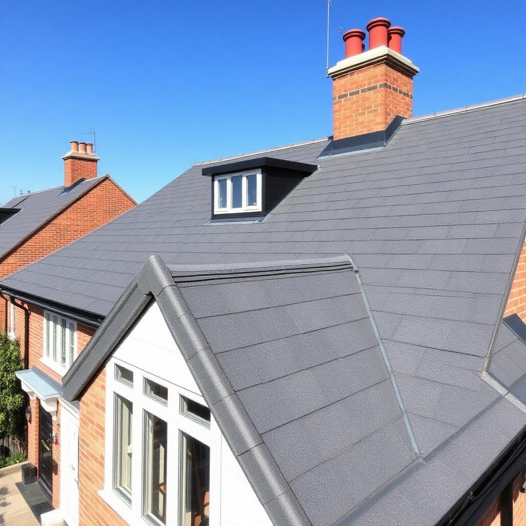 New grey slate roof on a London semi-detached home